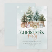 クリスマスツリーズクリスマスパーティの招待状 招待状 (正面/裏面)