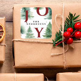 クリスマスツリーズグリーナリーホリデージョイ スクエアシール