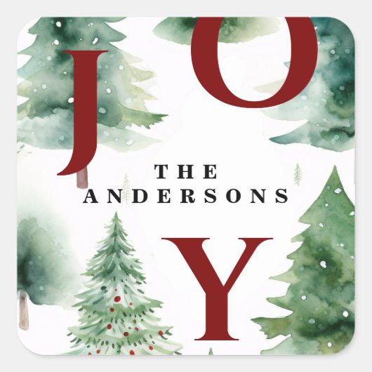 クリスマスツリーズグリーナリーホリデージョイ スクエアシール (正面)