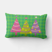 クリスマスツリーズグリーンピンク ランバークッション (裏面)