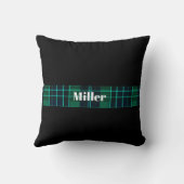 クリスマスツリーズグリーンプレイド金ゴールドスター名前をカスタムする クッション (裏面)