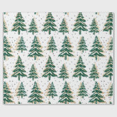 クリスマスツリーズグリーンホリデーラッピング紙 ラッピングペーパー (フラット)