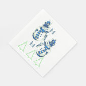 クリスマスツリーズグリーン紙ナプキンズ雪だるま スタンダードランチョンナプキン (角)