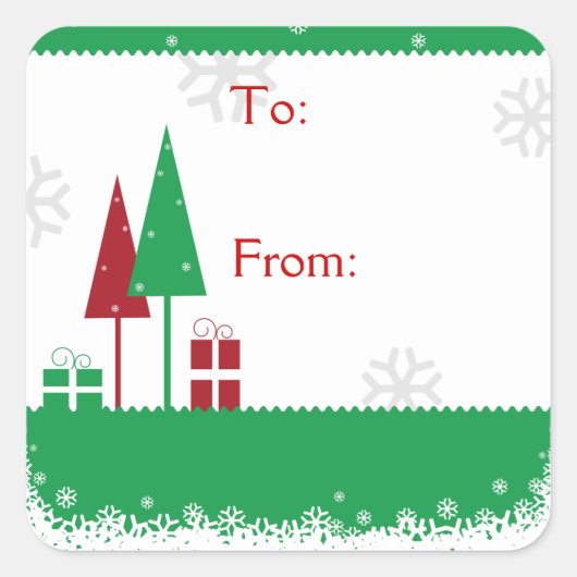 クリスマスツリーズグリーン スクエアシール (正面)