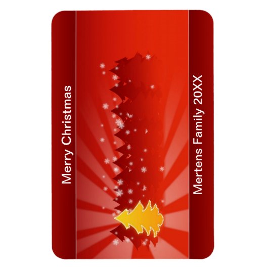 クリスマスツリーズシェードイエローレッドホリデーフレキシブル マグネット (縦)