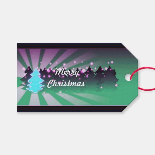 クリスマスツリーズシェードオブグリーンギフトラベル ギフトタグ (正面(横))