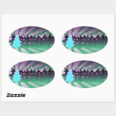 クリスマスツリーズシェード・オブ・グリーン 楕円形シール (シート)