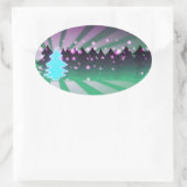 クリスマスツリーズシェード・オブ・グリーン 楕円形シール (バッグ)