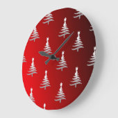 クリスマスツリーズシルバー（赤） ラージ壁時計 (傾斜)
