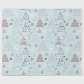 クリスマスツリーズスタースノーフレークスグリーンクリスマス ラッピングペーパー (フラット)