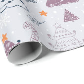 クリスマスツリーズスタースノーフレークスグレークリスマス ラッピングペーパー (ロールコーナー)