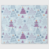 クリスマスツリーズスタースノーフレーク青いクリスマス ラッピングペーパー (フラット)