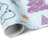 クリスマスツリーズスタースノーフレーク青いクリスマス ラッピングペーパー (ロールコーナー)