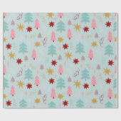 クリスマスツリーズスターズライトグリーンホリデー ラッピングペーパー (フラット)