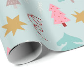 クリスマスツリーズスターズライトグリーンホリデー ラッピングペーパー (ロールコーナー)