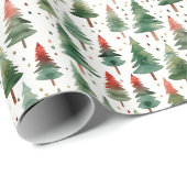クリスマスツリーズスターレッドグリーン金ゴールドクリスマス ラッピングペーパー (ロールコーナー)