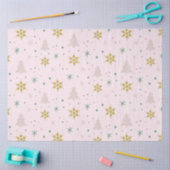 クリスマスツリーズスノーフレークスピンク金ゴールドクリスマス 薄葉紙 (クラフト)