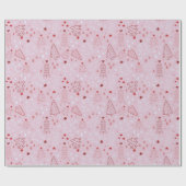 クリスマスツリーズスノーフレークピンクローズクリスマス ラッピングペーパー (フラット)