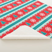 クリスマスツリーズスノーフレークレッドティール（緑がかった色）パターン シェルパブランケット (3/4)
