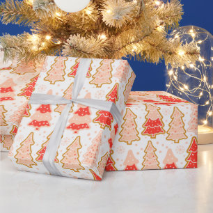 クリスマスツリーズスノーフレーク水玉模様クリスマス ラッピングペーパー