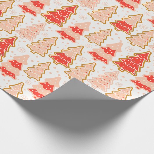 クリスマスツリーズスノーフレーク水玉模様クリスマス ラッピングペーパー (角)
