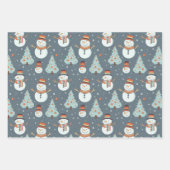 クリスマスツリーズスノーフレーク雪だるまクリスマス ラッピングペーパーシート (正面)