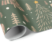 クリスマスツリーズトナカイ緑のクリスマス ラッピングペーパー (ロールコーナー)