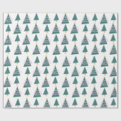 クリスマスツリーズドードルピンクグリーン ラッピングペーパー (フラット)