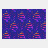 クリスマスツリーズネイビーカラフルブライト ラッピングペーパーシート (正面)