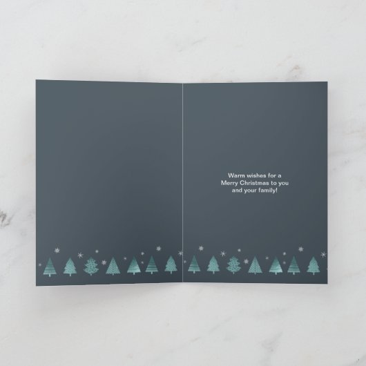 クリスマスツリーズハッピーホリデーズティール(緑がかった色)ID863 シーズンカード (内部)