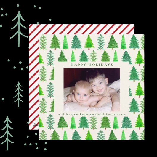 クリスマスツリーズパーソナライズされたフォトホリデーカード シーズンカード