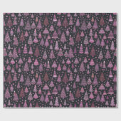 クリスマスツリーズパープルホワイトブラッククリスマス ラッピングペーパー (フラット)