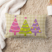 クリスマスツリーズピンクかわいいベージュ ランバークッション (ブランケット)