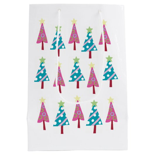 クリスマスツリーズピンクブルー抱き枕 ミディアムペーパーバッグ (裏面)