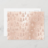 クリスマスツリーズピンクローズ金ゴールド赤面パウダーグラム シーズンポストカード (正面/裏面)