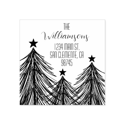 クリスマスツリーズファミリー差出人住所 ラバースタンプ (インプリント)