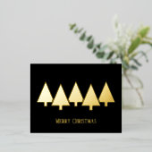 クリスマスツリーズブラックフォイルホリデーポストカード 箔シーズンポストカード (立ち正面)