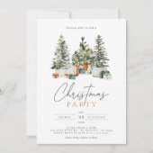 クリスマスツリーズホリデークリスマスパーティーホリデーディナー 招待状 (正面)
