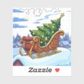 「クリスマスツリーズライ冬の雪のシーンホリデー シール (シート)