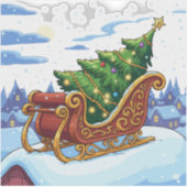 「クリスマスツリーズライ冬の雪のシーンホリデー シール (正面)