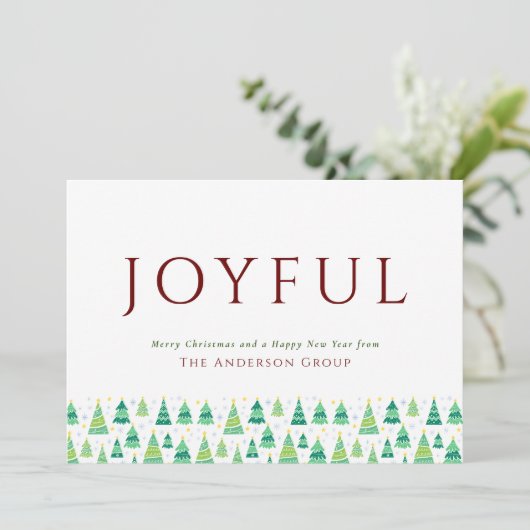 クリスマスツリーズ企業のビジネスホリデー シーズンカード (スタンド正面)