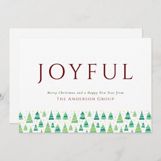 クリスマスツリーズ企業のビジネスホリデー シーズンカード (正面/裏面)