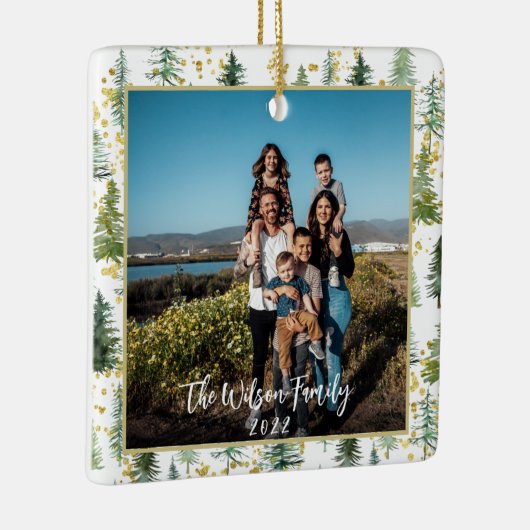 クリスマスツリーズ金ゴールドアクセント付きセラミックオーナメント セラミックオーナメント (右)