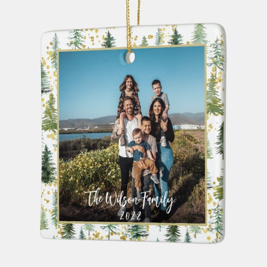 クリスマスツリーズ金ゴールドアクセント付きセラミックオーナメント セラミックオーナメント (左)