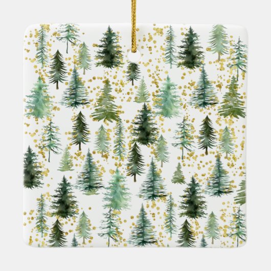 クリスマスツリーズ金ゴールドアクセント付きセラミックオーナメント セラミックオーナメント (裏面)