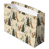 クリスマスツリーズ&タイガースカスタムベージュバックブローンド ラージペーパーバッグ (裏面アングル)