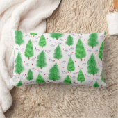 クリスマスツリーズ&バード装飾用クッション ランバークッション (ブランケット)