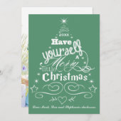 クリスマスツリータイポグラフィホリデーグリーティングカード シーズンカード (正面/裏面)