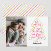 クリスマスツリータイポグラフィホリデーフォトカード シーズンカード (正面/裏面)