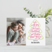 クリスマスツリータイポグラフィホリデーフォトカード シーズンカード (スタンド正面)